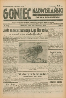 Goniec Nadwiślański: Głos Pomorski: Niezależne pismo poranne, poświęcone sprawom stanu średniego 1935.10.02 R.11 Nr227