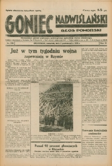 Goniec Nadwiślański: Głos Pomorski: Niezależne pismo poranne, poświęcone sprawom stanu średniego 1935.10.03 R.11 Nr228