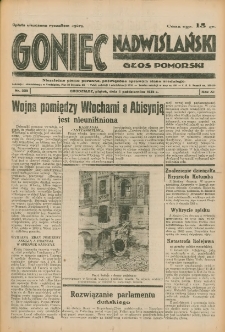 Goniec Nadwiślański: Głos Pomorski: Niezależne pismo poranne, poświęcone sprawom stanu średniego 1935.10.04 R.11 Nr229