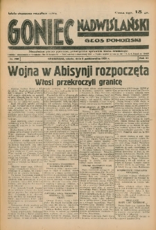 Goniec Nadwiślański: Głos Pomorski: Niezależne pismo poranne, poświęcone sprawom stanu średniego 1935.10.05 R.11 Nr230
