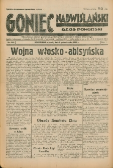 Goniec Nadwiślański: Głos Pomorski: Niezależne pismo poranne, poświęcone sprawom stanu średniego 1935.10.08 R.11 Nr232