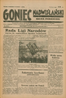 Goniec Nadwiślański: Głos Pomorski: Niezależne pismo poranne, poświęcone sprawom stanu średniego 1935.10.10 R.11 Nr234