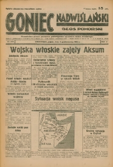 Goniec Nadwiślański: Głos Pomorski: Niezależne pismo poranne, poświęcone sprawom stanu średniego 1935.10.11 R.11 Nr235