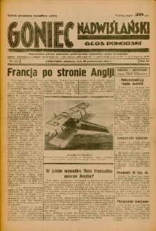 Goniec Nadwiślański: Głos Pomorski: Niezależne pismo poranne, poświęcone sprawom stanu średniego 1935.10.20 R.11 Nr243