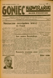 Goniec Nadwiślański: Głos Pomorski: Niezależne pismo poranne, poświęcone sprawom stanu średniego 1935.10.23 R.11 Nr245