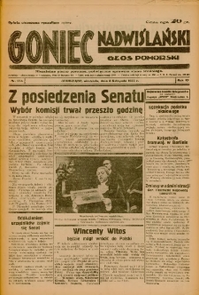 Goniec Nadwiślański: Głos Pomorski: Niezależne pismo poranne, poświęcone sprawom stanu średniego 1935.11.03 R.11 Nr254
