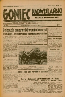 Goniec Nadwiślański: Głos Pomorski: Niezależne pismo poranne, poświęcone sprawom stanu średniego 1935.11.05 R.11 Nr255