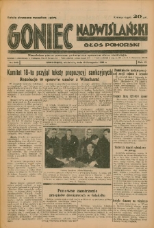 Goniec Nadwiślański: Głos Pomorski: Niezależne pismo poranne, poświęcone sprawom stanu średniego 1935.11.10 R.11 Nr260