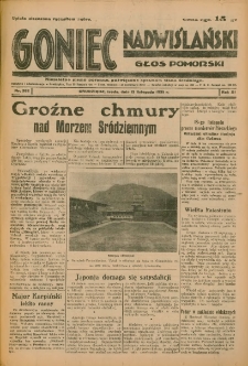 Goniec Nadwiślański: Głos Pomorski: Niezależne pismo poranne, poświęcone sprawom stanu średniego 1935.11.13 R.11 Nr262