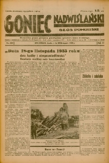 Goniec Nadwiślański: Głos Pomorski: Niezależne pismo poranne, poświęcone sprawom stanu średniego 1935.11.20 R.11 Nr268
