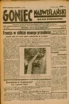 Goniec Nadwiślański: Głos Pomorski: Niezależne pismo poranne, poświęcone sprawom stanu średniego 1935.11.24 R.11 Nr272