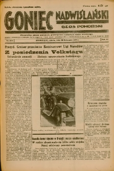 Goniec Nadwiślański: Głos Pomorski: Niezależne pismo poranne, poświęcone sprawom stanu średniego 1935.11/30 R.11 Nr277