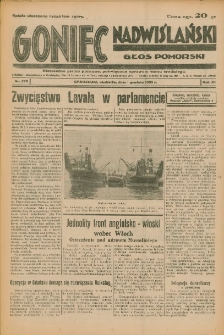 Goniec Nadwiślański: Głos Pomorski: Niezależne pismo poranne, poświęcone sprawom stanu średniego 1935.12.01 R.11 Nr278