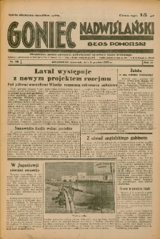 Goniec Nadwiślański: Głos Pomorski: Niezależne pismo poranne, poświęcone sprawom stanu średniego 1935.12.05 R.11 Nr281