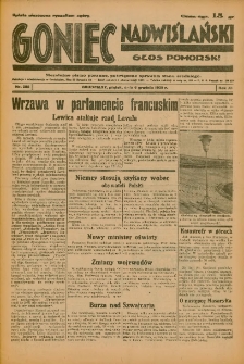 Goniec Nadwiślański: Głos Pomorski: Niezależne pismo poranne, poświęcone sprawom stanu średniego 1935.12.06 R.11 Nr282