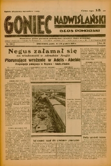 Goniec Nadwiślański: Głos Pomorski: Niezależne pismo poranne, poświęcone sprawom stanu średniego 1935.12.13 R.11 Nr288