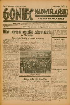 Goniec Nadwiślański: Głos Pomorski: Niezależne pismo poranne, poświęcone sprawom stanu średniego 1935.12.19 R.11 Nr293
