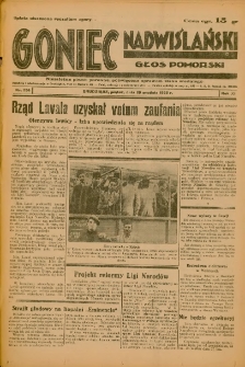 Goniec Nadwiślański: Głos Pomorski: Niezależne pismo poranne, poświęcone sprawom stanu średniego 1935.12.20 R.11 Nr294