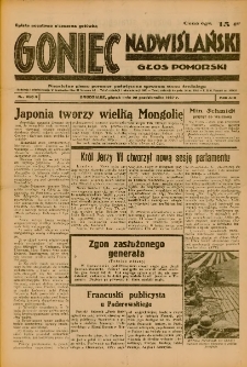 Goniec Nadwiślański: Głos Pomorski: Niezależne pismo poranne, poświęcone sprawom stanu średniego 1937.10.29 R.13 Nr250A