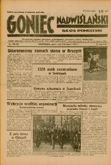 Goniec Nadwiślański: Głos Pomorski: Niezależne pismo poranne, poświęcone sprawom stanu średniego 1937.11.05 R.13 Nr255A