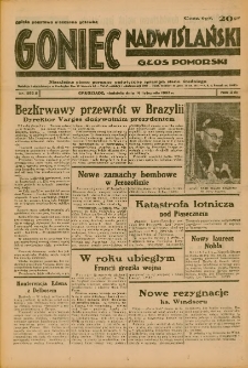 Goniec Nadwiślański: Głos Pomorski: Niezależne pismo poranne, poświęcone sprawom stanu średniego 1937.11.14 R.13 Nr263A