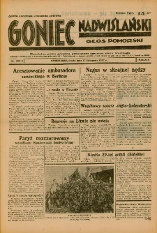 Goniec Nadwiślański: Głos Pomorski: Niezależne pismo poranne, poświęcone sprawom stanu średniego 1937.11.17 R.13 Nr265A