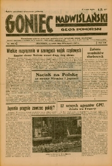 Goniec Nadwiślański: Głos Pomorski: Niezależne pismo poranne, poświęcone sprawom stanu średniego 1937.11.18 R.13 Nr266A