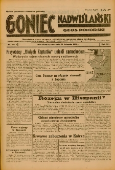 Goniec Nadwiślański: Głos Pomorski: Niezależne pismo poranne, poświęcone sprawom stanu średniego 1937.11.24 R.13 Nr271A