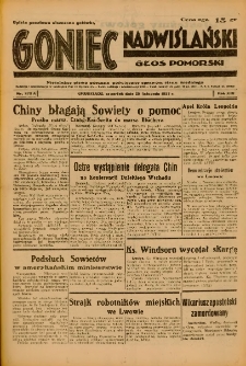 Goniec Nadwiślański: Głos Pomorski: Niezależne pismo poranne, poświęcone sprawom stanu średniego 1937.11.25 R.13 Nr272A