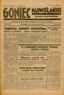 Goniec Nadwiślański: Głos Pomorski: Niezależne pismo poranne, poświęcone sprawom stanu średniego 1937.11.30 R.13 Nr276A