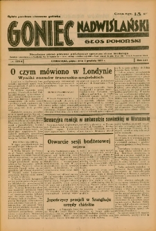 Goniec Nadwiślański: Głos Pomorski: Niezależne pismo poranne, poświęcone sprawom stanu średniego 1937.12.03 R.13 Nr279A