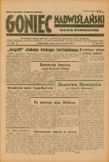 Goniec Nadwiślański: Głos Pomorski: Niezależne pismo poranne, poświęcone sprawom stanu średniego 1937.12.11 R.13 Nr285A