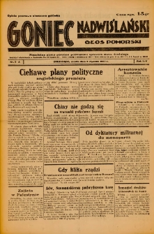 Goniec Nadwiślański: Głos Pomorski: Niezależne pismo poranne, poświęcone sprawom stanu średniego 1938.01.08 R.14 Nr5A