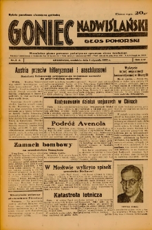 Goniec Nadwiślański: Głos Pomorski: Niezależne pismo poranne, poświęcone sprawom stanu średniego 1938.01.09 R.14 Nr6A