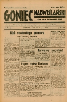 Goniec Nadwiślański: Głos Pomorski: Niezależne pismo poranne, poświęcone sprawom stanu średniego 1938.01.23 R.14 Nr18A