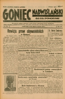 Goniec Nadwiślański: Głos Pomorski: Niezależne pismo poranne, poświęcone sprawom stanu średniego 1938.01.26 R.14 Nr20A