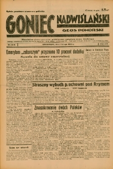 Goniec Nadwiślański: Głos Pomorski: Niezależne pismo poranne, poświęcone sprawom stanu średniego 1938.02.01 R.14 Nr25A