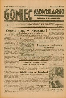 Goniec Nadwiślański: Głos Pomorski: Niezależne pismo poranne, poświęcone sprawom stanu średniego 1938.02.05 R.14 Nr28A
