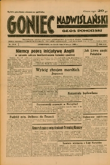 Goniec Nadwiślański: Głos Pomorski: Niezależne pismo poranne, poświęcone sprawom stanu średniego 1938.02.06 R.14 Nr29A