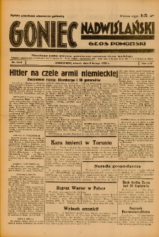 Goniec Nadwiślański: Głos Pomorski: Niezależne pismo poranne, poświęcone sprawom stanu średniego 1938.02.08 R.14 Nr30A