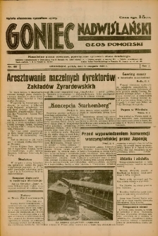 Goniec Nadwiślański: Głos Pomorski: Niezależne pismo poranne, poświęcone sprawom stanu średniego 1934.08.17 R.10 Nr186