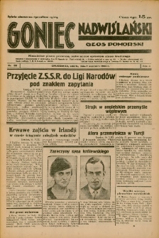 Goniec Nadwiślański: Głos Pomorski: Niezależne pismo poranne, poświęcone sprawom stanu średniego 1934.09.01 R.10 Nr199