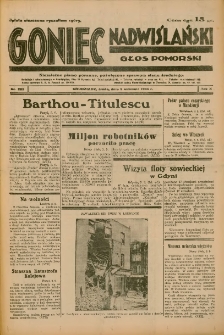 Goniec Nadwiślański: Głos Pomorski: Niezależne pismo poranne, poświęcone sprawom stanu średniego 1934.09.05 R.10 Nr202