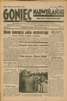 Goniec Nadwiślański: Głos Pomorski: Niezależne pismo poranne, poświęcone sprawom stanu średniego 1934.09.23 R.10 Nr218
