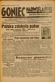Goniec Nadwiślański: Głos Pomorski: Niezależne pismo poranne, poświęcone sprawom stanu średniego 1934.09.28 R.10 Nr222
