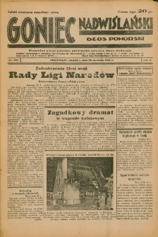 Goniec Nadwiślański: Głos Pomorski: Niezależne pismo poranne, poświęcone sprawom stanu średniego 1934.09.30 R.10 Nr224
