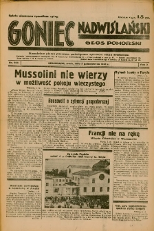 Goniec Nadwiślański: Głos Pomorski: Niezależne pismo poranne, poświęcone sprawom stanu średniego 1934.10.03 R.10 Nr226