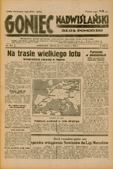 Goniec Nadwiślański: Głos Pomorski: Niezależne pismo poranne, poświęcone sprawom stanu średniego 1934.09.11 R.10 Nr207