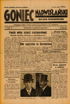 Goniec Nadwiślański: Głos Pomorski: Niezależne pismo poranne, poświęcone sprawom stanu średniego 1938.02.25 R.14 Nr46A