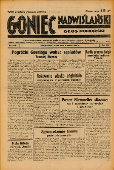 Goniec Nadwiślański: Głos Pomorski: Niezależne pismo poranne, poświęcone sprawom stanu średniego 1938.03.04 R.14 Nr52A